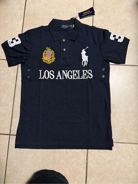 Ralph Lauren Navy Los Angeles Polo Shirt with Crest